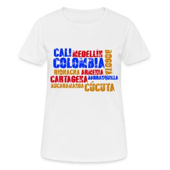 Colombie Villes Medellin Bogota Cali Cartagena - T-shirt respirant Femme - blanc - Devant - AI Model Female 172 dark (172cm)
