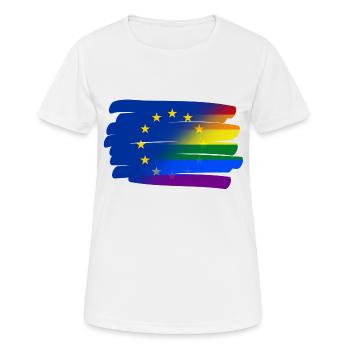 L’Union européenne unie au drapeau de la Pride - T-shirt respirant Femme - blanc - Devant - AI Model Female 172 dark (172cm)