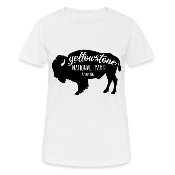Yellowstone NP Bison couleur noir - T-shirt respirant Femme - blanc - Devant - AI Model Female 172 dark (172cm)