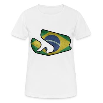 Brasilien Rennstrecke mit Flagge - Frauen T-Shirt atmungsaktiv - Weiß - Vorne - AI Model Female 172 dark (172cm)