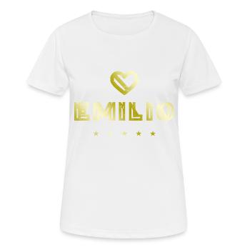 Emilio Herz - Frauen T-Shirt atmungsaktiv - Weiß - Vorne - AI Model Female 172 dark (172cm)