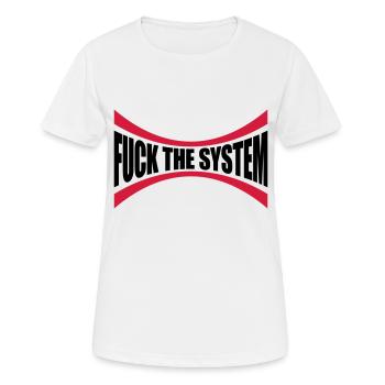 Logo J'emmerde le système - T-shirt respirant Femme - blanc - Devant - AI Model Female 172 dark (172cm)