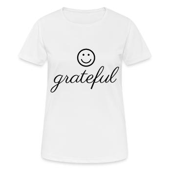 Reconnaissant - T-shirt respirant Femme - blanc - Devant - AI Model Female 172 dark (172cm)
