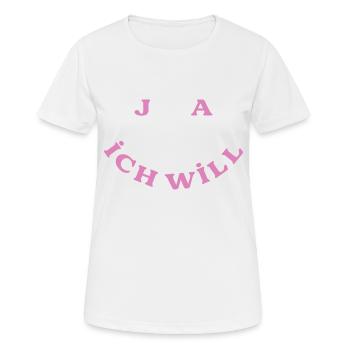 Ja Ich Will - Frauen T-Shirt atmungsaktiv - Weiß - Vorne - AI Model Female 172 dark (172cm)