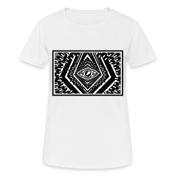 Rayons du soleil oculaires rayonnants monochromes dans l’espace - T-shirt respirant Femme - blanc - Devant - AI Model Female 172 dark (172cm)