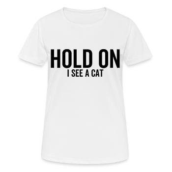 Tiens Je vois un chat - T-shirt respirant Femme - blanc - Devant - AI Model Female 172 dark (172cm)