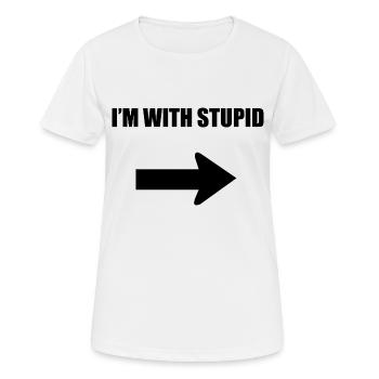 I'm with stupid - black - Women's Breathable T-Shirt - white - Front - AI Model Female 172 dark (172cm)
