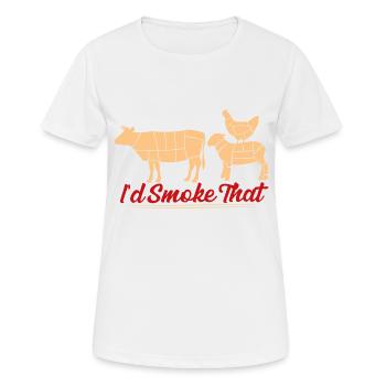 I'd Smoke That Smoker BBQ Grilling - Frauen T-Shirt atmungsaktiv - Weiß - Vorne - AI Model Female 172 dark (172cm)