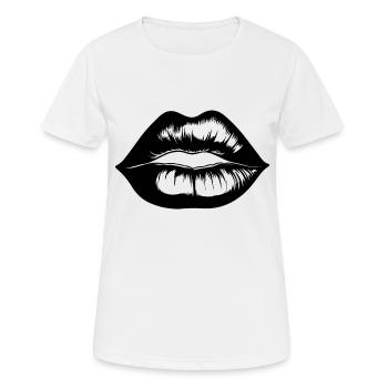 Lips, mouth, kissing lips - Women's Breathable T-Shirt - white - Front - AI Model Female 172 dark (172cm)