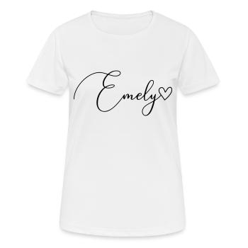 Emely Surname First Name Girl - Women's Breathable T-Shirt - white - Front - AI Model Female 172 dark (172cm)