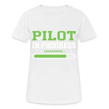 Pilot in Progress Coole Sprüche Flugzeug - Frauen T-Shirt atmungsaktiv - Weiß - Vorne - AI Model Female 172 dark (172cm)