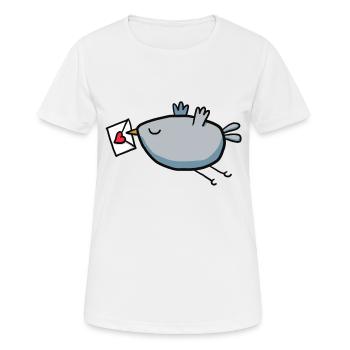 Vogel mit Liebesbrief - Frauen T-Shirt atmungsaktiv - Weiß - Vorne - AI Model Female 172 dark (172cm)