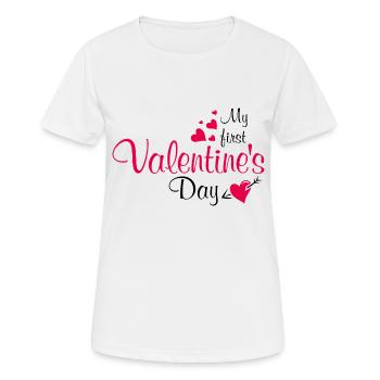 Mein erster Valentinstag - Frauen T-Shirt atmungsaktiv - Weiß - Vorne - AI Model Female 172 dark (172cm)