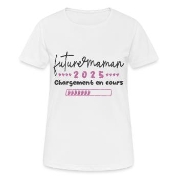 Cadeau original future maman 2025 chargement... - T-shirt respirant Femme - blanc - Devant - AI Model Female 172 dark (172cm)