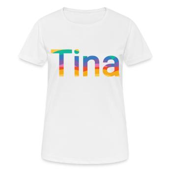 Nom Tina dans Rainbow Fatbe - T-shirt respirant Femme - blanc - Devant - AI Model Female 172 dark (172cm)
