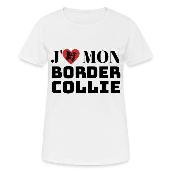 J aime mon border collie - T-shirt respirant Femme - blanc - Devant - AI Model Female 172 dark (172cm)