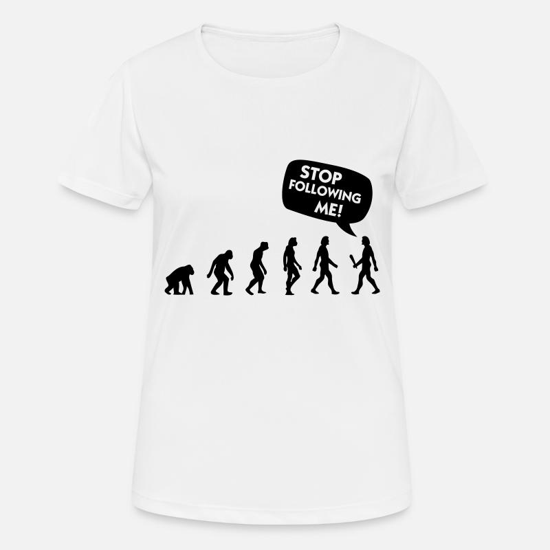 Die Evolution eines Stalkers - Frauen T-Shirt atmungsaktiv - Weiß
