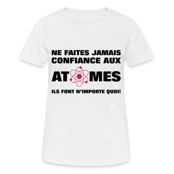 Confiance aux atomes - T-shirt respirant Femme - blanc - Devant - AI Model Female 172 dark (172cm)