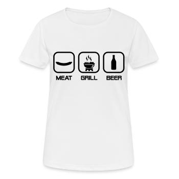 wurst_grill_und_bier_2__f1 - Women's Breathable T-Shirt - white - Front - AI Model Female 172 dark (172cm)