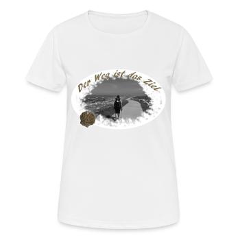 Jakobsweg - Frauen T-Shirt atmungsaktiv - Weiß - Vorne - AI Model Female 172 dark (172cm)
