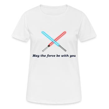Möge die Macht mit dir sein - Frauen T-Shirt atmungsaktiv - Weiß - Vorne - AI Model Female 172 dark (172cm)