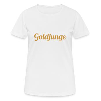 Goldjunge Schriftzug - Frauen T-Shirt atmungsaktiv - Weiß - Vorne - AI Model Female 172 dark (172cm)