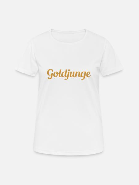 Goldjunge Schriftzug - Frauen T-Shirt atmungsaktiv - Weiß