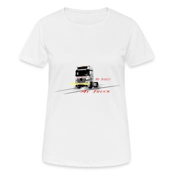 LKW mit Schriftzügen - Frauen T-Shirt atmungsaktiv - Weiß - Vorne - AI Model Female 172 dark (172cm)