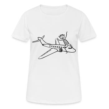 amusement équitation ligne avion avion mouche pilo - T-shirt respirant Femme - blanc - Devant - AI Model Female 172 dark (172cm)