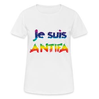Je suis ANTIFA - Frauen T-Shirt atmungsaktiv - Weiß - Vorne - AI Model Female 172 dark (172cm)