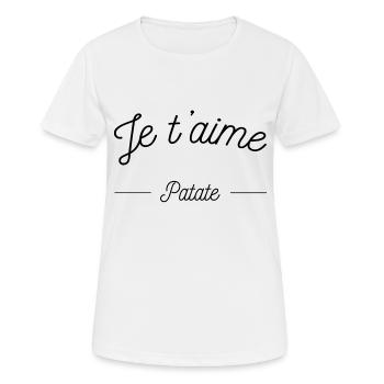 je t'aime patate - T-shirt respirant Femme - blanc - Devant - AI Model Female 172 dark (172cm)