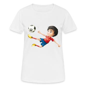 Soccer - Frauen T-Shirt atmungsaktiv - Weiß - Vorne - AI Model Female 172 dark (172cm)
