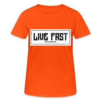 En direct De l’inscription - T-shirt respirant Femme - orange néon - Devant - AI Model Female 172 dark (172cm)