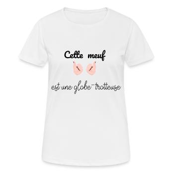 Cette meuf est une globe-trotteuse - T-shirt respirant Femme - blanc - Devant - AI Model Female 172 dark (172cm)