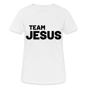 L’équipe Jésus - T-shirt respirant Femme - blanc - Devant - AI Model Female 172 dark (172cm)