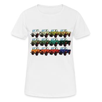 Palette de couleurs Unimog - Oldtimer - Arc-en-ciel différent - T-shirt respirant Femme - blanc - Devant - AI Model Female 172 dark (172cm)