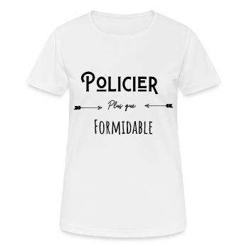 Policier plus que formidable humour citation - T-shirt respirant Femme - blanc - Devant - AI Model Female 172 dark (172cm)