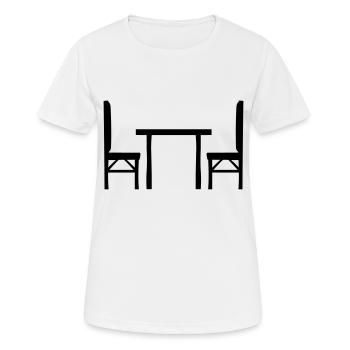 Tisch 2 Stühle - Frauen T-Shirt atmungsaktiv - Weiß - Vorne - AI Model Female 172 dark (172cm)