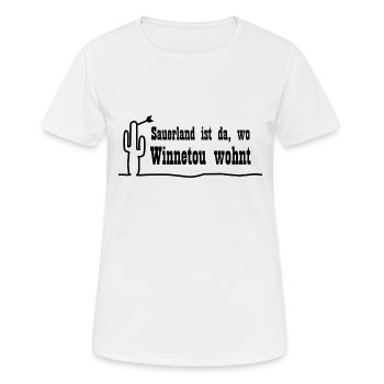 Sauerland ist da, wo Winnetou wohnt - Frauen T-Shirt atmungsaktiv - Weiß - Vorne - AI Model Female 172 dark (172cm)