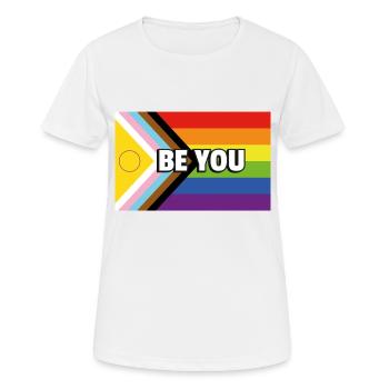 Drapeau de progrès de la fierté inclusive SOYEZ VOUS - T-shirt respirant Femme - blanc - Devant - AI Model Female 172 dark (172cm)