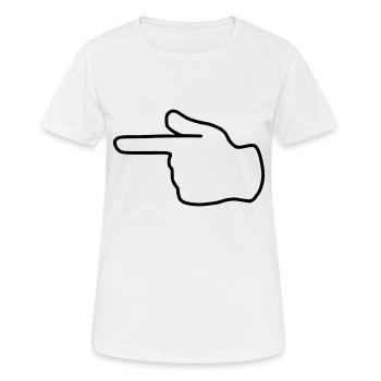 Emoji zeigen links Skizze schwarz - Frauen T-Shirt atmungsaktiv - Weiß - Vorne - AI Model Female 172 dark (172cm)