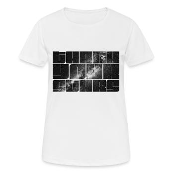 Merci votre lettrage étoile avec la Voie Lactée - T-shirt respirant Femme - blanc - Devant - AI Model Female 172 dark (172cm)