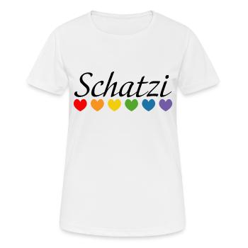 Regenbogenherz Schatzi LGBT lgbtqi queer - Frauen T-Shirt atmungsaktiv - Weiß - Vorne - AI Model Female 172 dark (172cm)