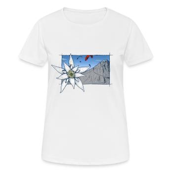 Dépliant gentiane - T-shirt respirant Femme - blanc - Devant - AI Model Female 172 dark (172cm)