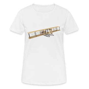 Historisches Motorflugzeug von 1905 - Frauen T-Shirt atmungsaktiv - Weiß - Vorne - AI Model Female 172 dark (172cm)