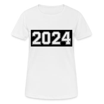 2024 - Frauen T-Shirt atmungsaktiv - Weiß - Vorne - AI Model Female 172 dark (172cm)