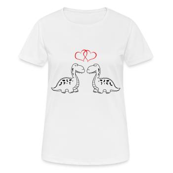 dinos verliebt - Frauen T-Shirt atmungsaktiv - Weiß - Vorne - AI Model Female 172 dark (172cm)