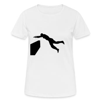 Parkour - kong vault - Sport jump - Frauen T-Shirt atmungsaktiv - Weiß - Vorne - AI Model Female 172 dark (172cm)