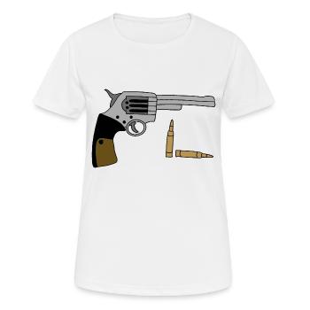 Pistole mit Patronen - Frauen T-Shirt atmungsaktiv - Weiß - Vorne - AI Model Female 172 dark (172cm)