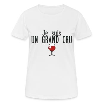 je suis grand cru humour verrre vin rouge 610 B - T-shirt respirant Femme - blanc - Devant - AI Model Female 172 dark (172cm)